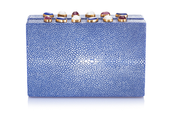 Luxurious Shagreen Clutch Bag in Ocean Blue